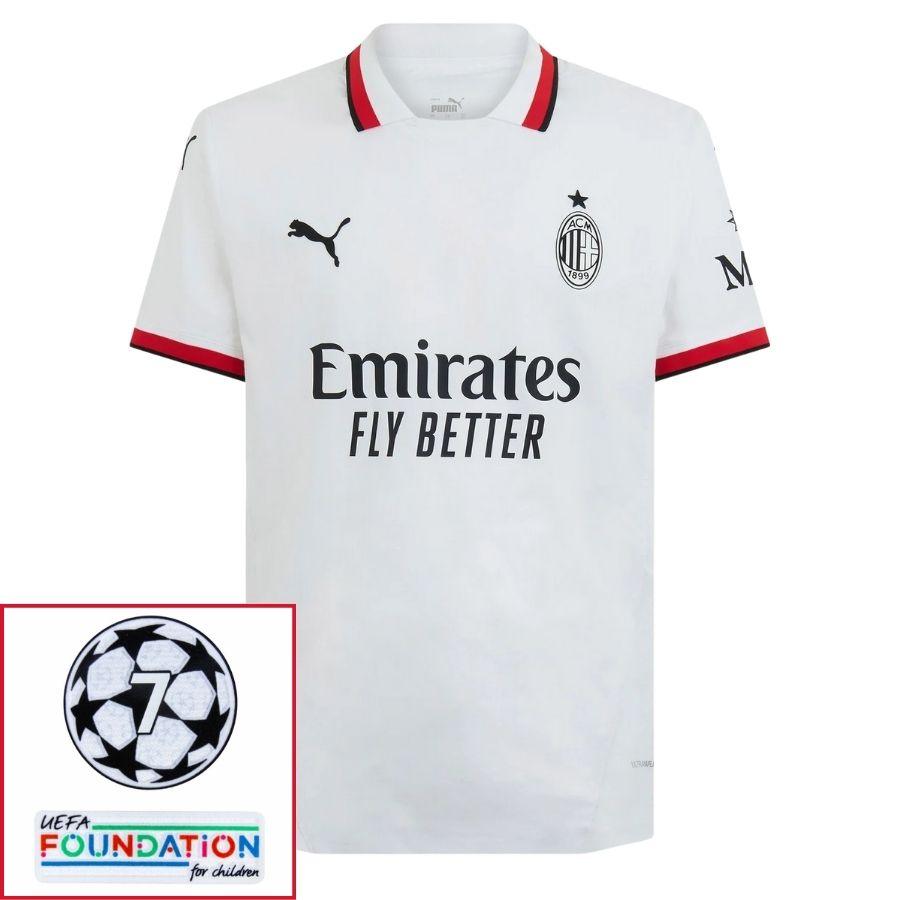 AC Milan Rafa Leão Away Fan Jersey 2024/25 Patches UCL UEFA Foundation (Official Printing)